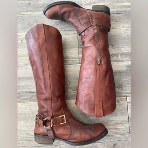Miz Mooz Womens Size 8.5 Leather Knee-high Riding Boot Brown